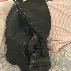 Lace up knee high boots